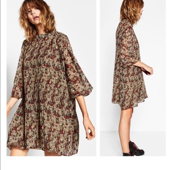 Zara Dresses & Skirts - Zara printed 3/4 sleeve sheer dress.